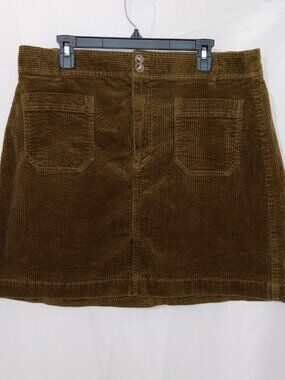 Madewell Corduroy Mini Skirt Womens 16 Olive Brown Stretch Cotton Casual